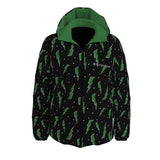 Green Lightening Bolt Print Goth Winter Padded Down Coat Unisex XS to 6XL Plus Size