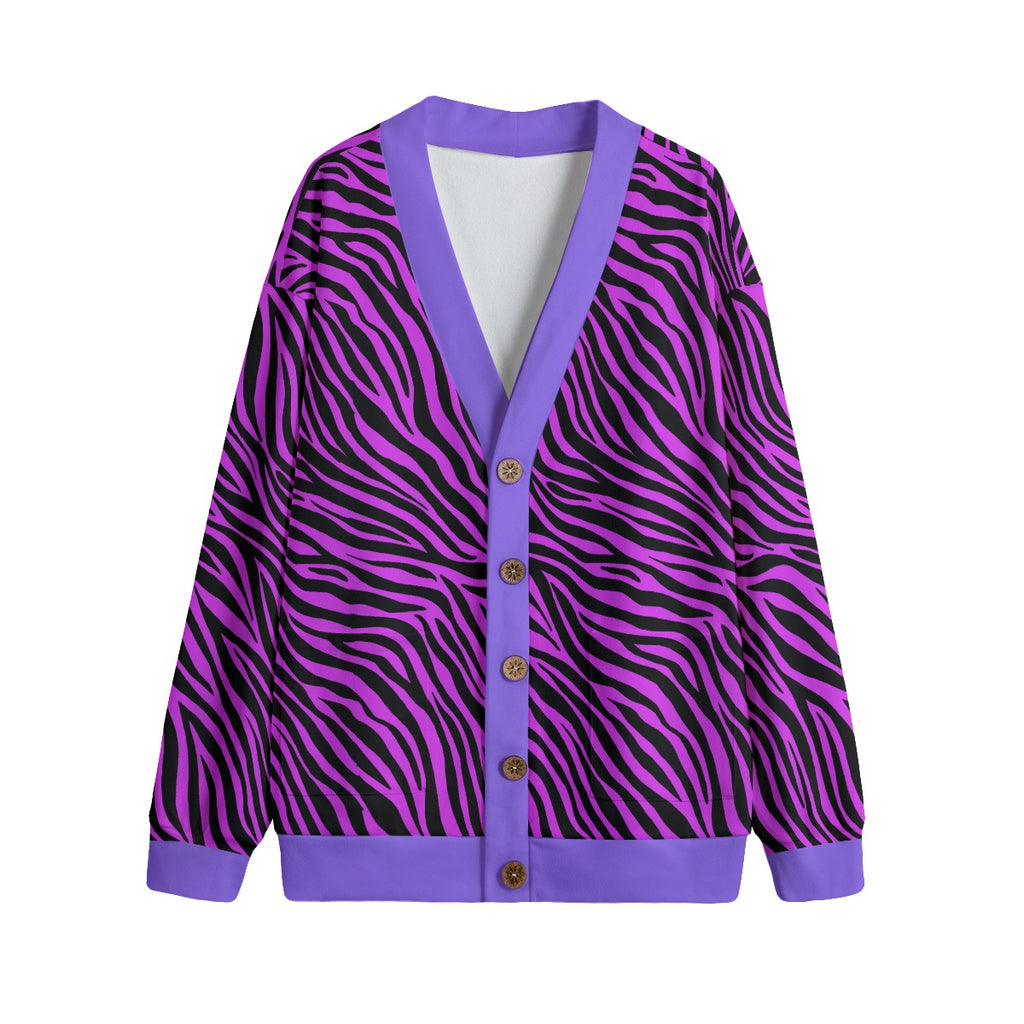 Rosa Strickjacke mit Zebramuster, Unisex