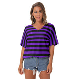 Purple & Black Striped Batwing T-shirt