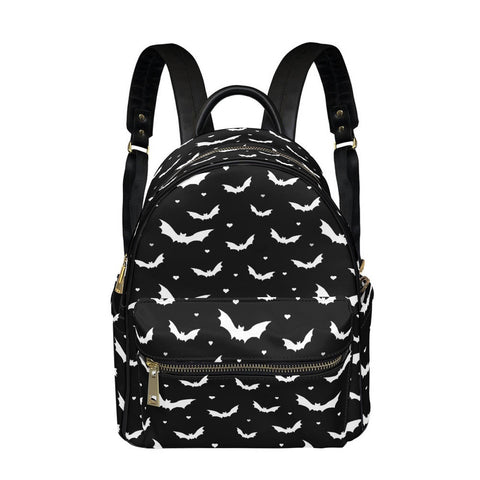 Small Spooky Cute Black and White Bat Backpack