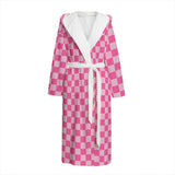 pink checkered cosy snuggly warm dressing gown bathrobe