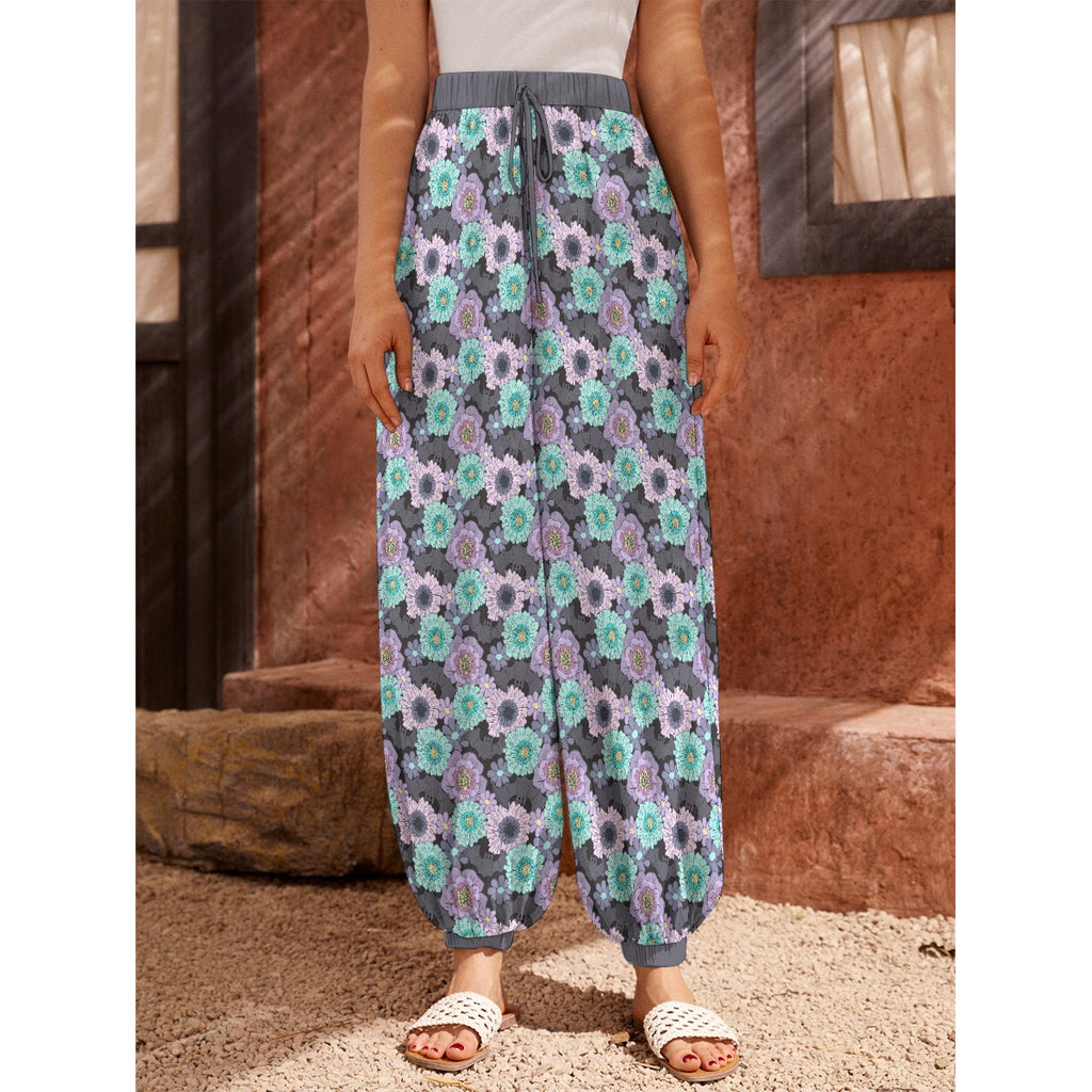Floral Bats Alternative Casual Unisex Harem Pants Trousers