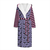 Mismatched Lilac Bat and Pink Striped Print Dressing Gown