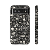 Creepy Doodle Skulls Print Tough Phone Cases