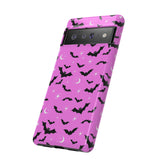 Pink Spooky Bat Print Tough Phone Cases