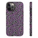 Grey and Pink Leopard Print Tough Phone Case