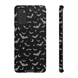 Black Spooky Bat Print Tough Phone Cases