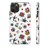 White Old School Retro Tattoo Tough Phone Case