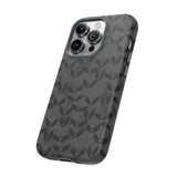 Grey Spooky Bat Print Tough Phone Cases