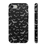 Black Spooky Bat Print Tough Phone Cases