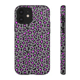 Grey and Pink Leopard Print Tough Phone Case
