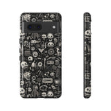 Creepy Doodle Skulls Print Tough Phone Cases