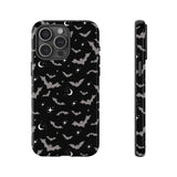 Black Spooky Bat Print Tough Phone Cases
