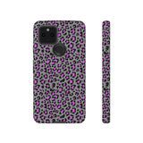 Grey and Pink Leopard Print Tough Phone Case