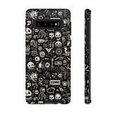Creepy Doodle Skulls Print Tough Phone Cases