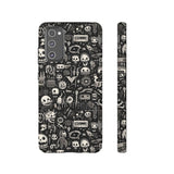 Creepy Doodle Skulls Print Tough Phone Cases