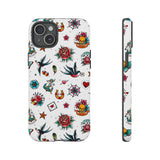 White Old School Retro Tattoo Tough Phone Case