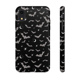 Black Spooky Bat Print Tough Phone Cases