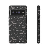 Black Spooky Bat Print Tough Phone Cases