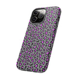 Grey and Pink Leopard Print Tough Phone Case