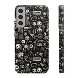 Creepy Doodle Skulls Print Tough Phone Cases