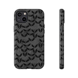 Grey Spooky Bat Print Tough Phone Cases