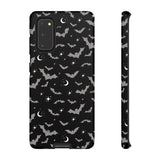 Black Spooky Bat Print Tough Phone Cases