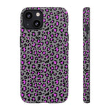Grey and Pink Leopard Print Tough Phone Case