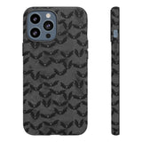 Grey Spooky Bat Print Tough Phone Cases