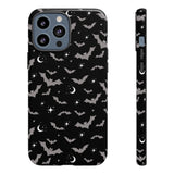 Black Spooky Bat Print Tough Phone Cases