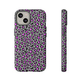 Grey and Pink Leopard Print Tough Phone Case