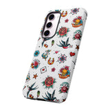 White Old School Retro Tattoo Tough Phone Case