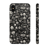 Creepy Doodle Skulls Print Tough Phone Cases