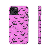 Pink Spooky Bat Print Tough Phone Cases