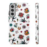 White Old School Retro Tattoo Tough Phone Case