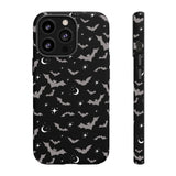 Black Spooky Bat Print Tough Phone Cases