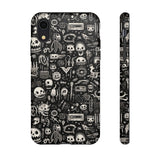 Creepy Doodle Skulls Print Tough Phone Cases