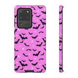 Pink Spooky Bat Print Tough Phone Cases