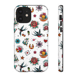 White Old School Retro Tattoo Tough Phone Case