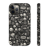 Creepy Doodle Skulls Print Tough Phone Cases