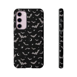 Black Spooky Bat Print Tough Phone Cases