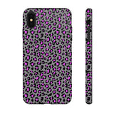 Grey and Pink Leopard Print Tough Phone Case