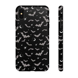 Black Spooky Bat Print Tough Phone Cases