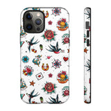 White Old School Retro Tattoo Tough Phone Case
