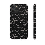 Black Spooky Bat Print Tough Phone Cases