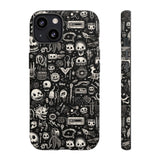 Creepy Doodle Skulls Print Tough Phone Cases