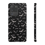 Black Spooky Bat Print Tough Phone Cases