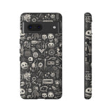 Creepy Doodle Skulls Print Tough Phone Cases