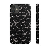 Black Spooky Bat Print Tough Phone Cases