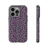 Grey and Pink Leopard Print Tough Phone Case